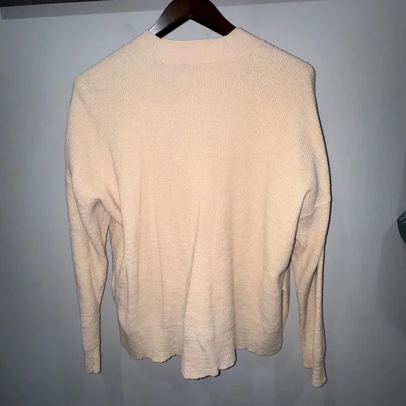 Madewell Birchmoor Cardigan Sweater Relaxed Fit Textured Ribbed Beige Large $98 - Picture 9 of 13
